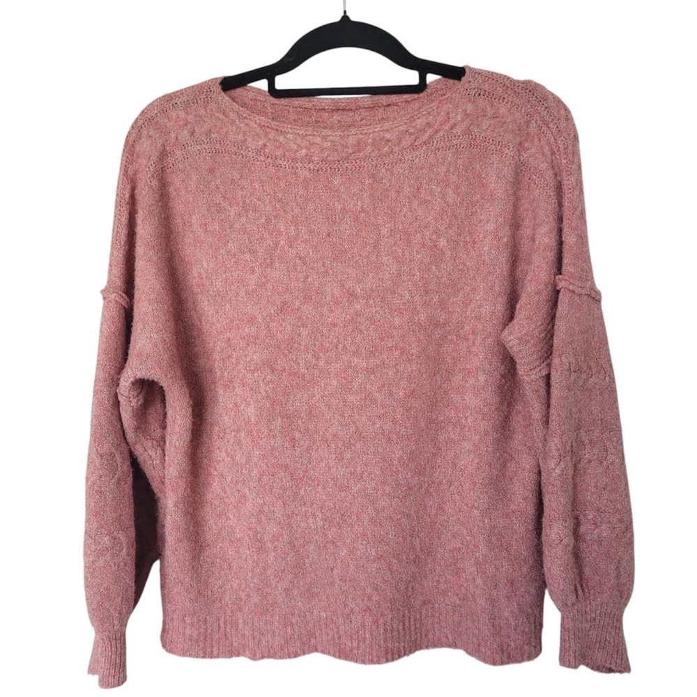 ✅ Max Edition boat neck pink oversized  sleeves pullover sweater size M